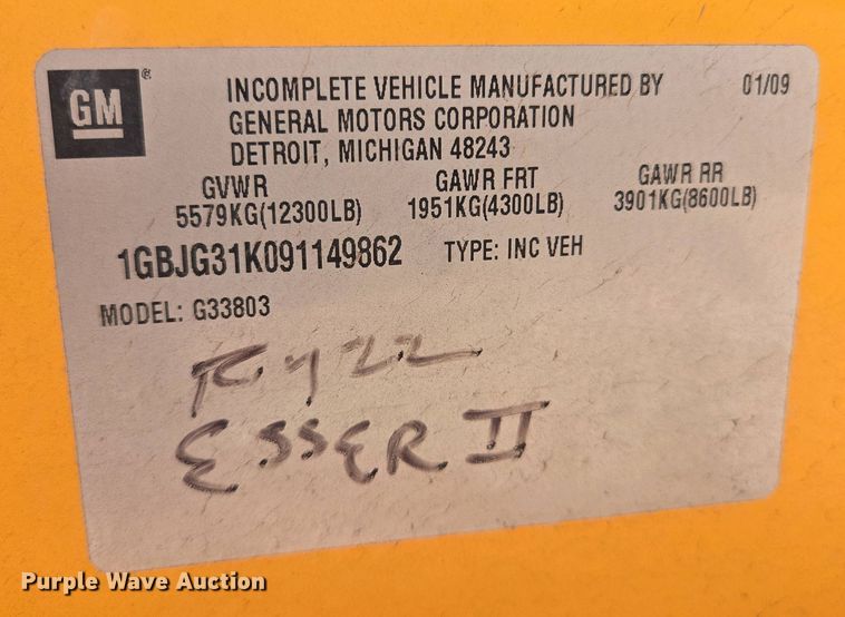 image for item EL2005 2009 Chevrolet 3500 school bus