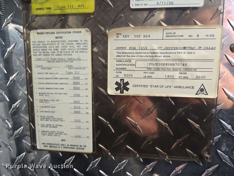 image for item EL2058 1997 Ford E350 ambulance