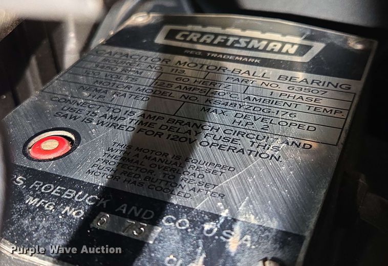 image for item EM7180 Craftsman  radial arm saw