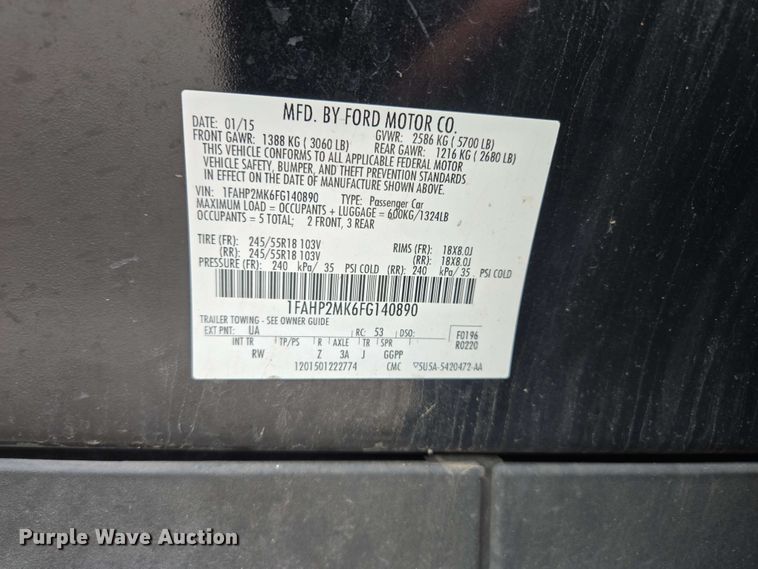 image for item EM7202 2015 Ford  Taurus Police Interceptor 