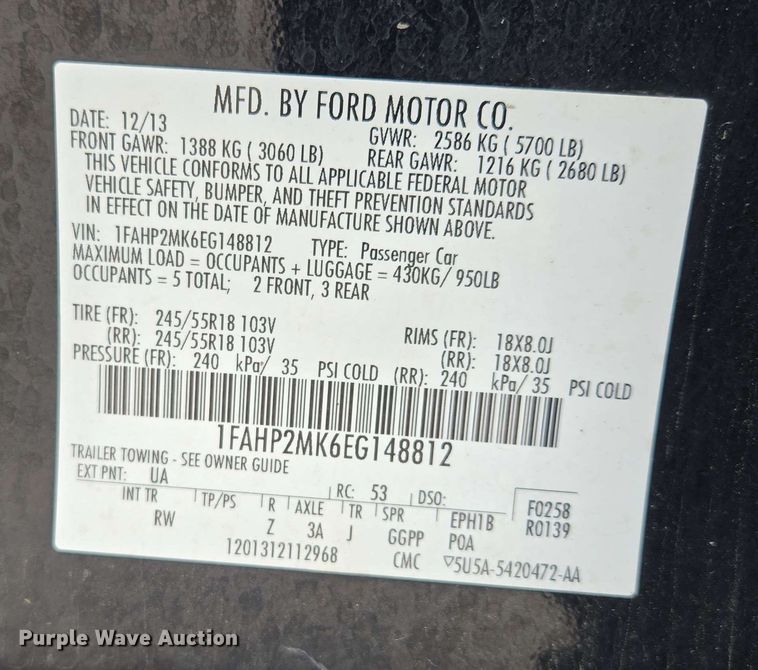 image for item EM7207 2014 Ford  Taurus Police Interceptor 