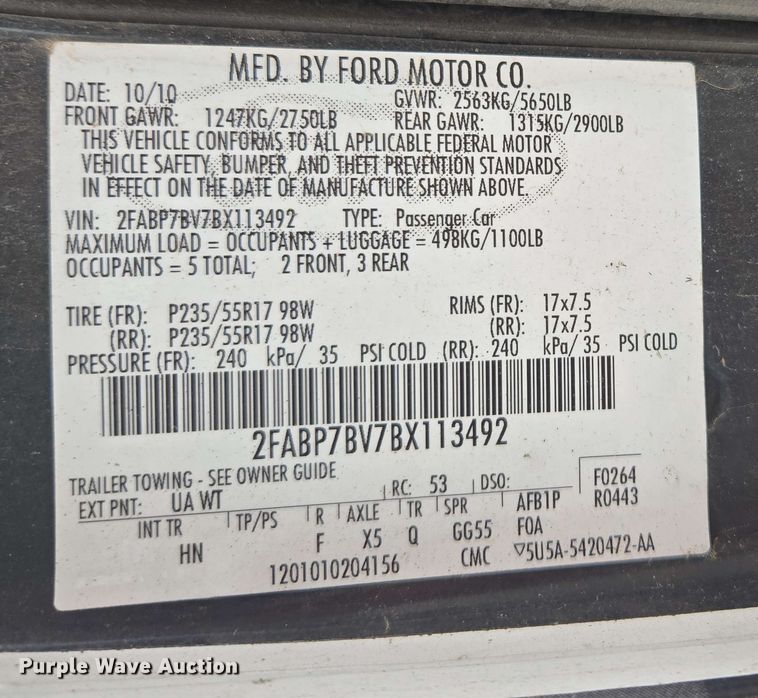 image for item EM7208 2011 Ford  Crown Victoria Police Interceptor 