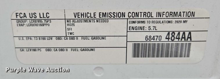 image for item EM7216 2020 Dodge  Charger Police 