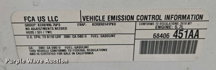 image for item EM7217 2019 Dodge  Charger Police 