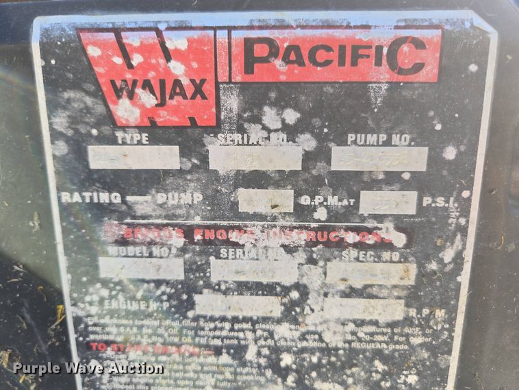 image for item EN3578 WAJAX Pacific BB-4 fire truck water pump