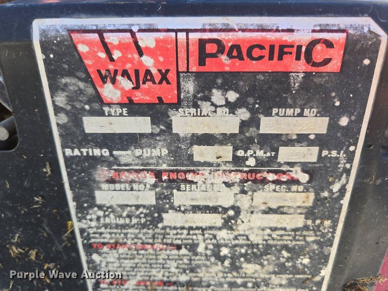 image for item EN3578 WAJAX Pacific BB-4 fire truck water pump