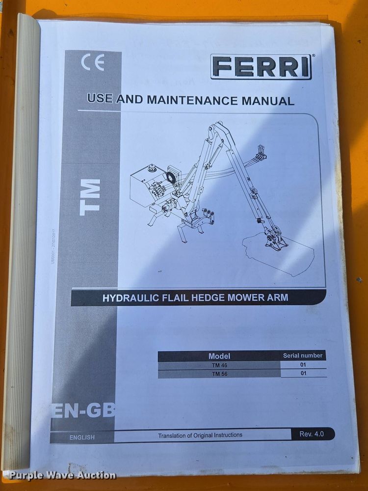 image for item EN3652 Ferri TM46 side boom flail mower