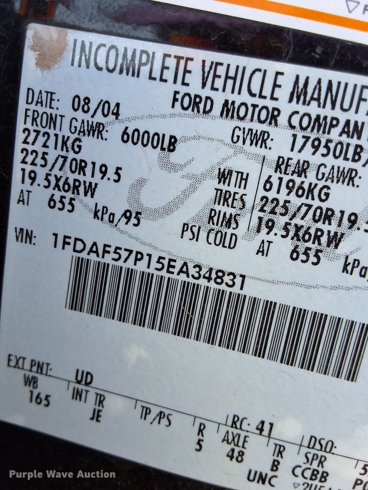 image for item EN8928 2005 Ford F550 Super Duty XL rescue pumper fire truck