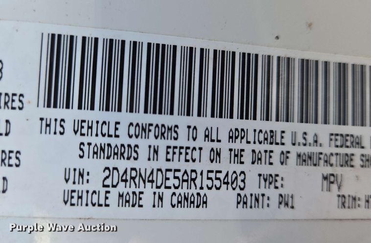 image for item EO0521 2010 Dodge Grand Caravan SE handicap accessible van