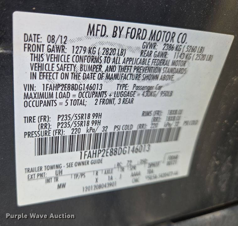 image for item EO0615 2013 Ford Taurus SEL 