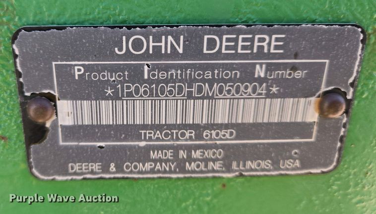 image for item EO0770 2013 John Deere 6105D MFWD tractor