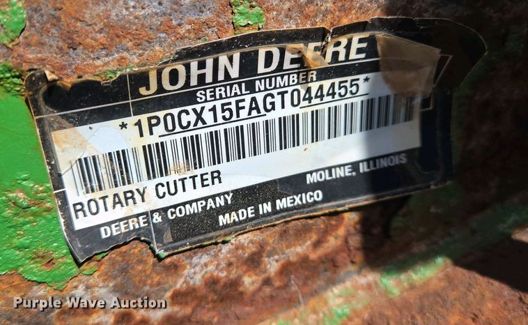 image for item EO0771 John Deere CX15 batwing rotary mower