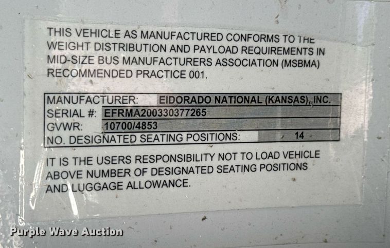 image for item EQ1378 2003 Ford E350 Super Duty shuttle bus