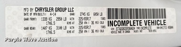 image for item EQ1451 2014 Dodge Grand Caravan handicap accessible van