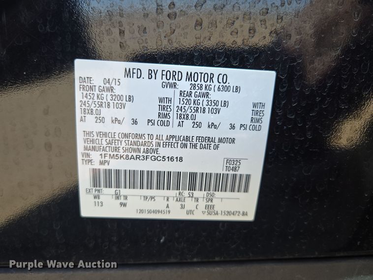 image for item EQ6805 2015 Ford  Explorer Police Interceptor SUV