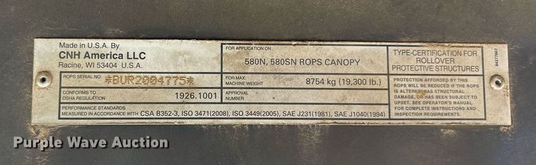 image for item ND9701 2011 Case 580 Super N backhoe