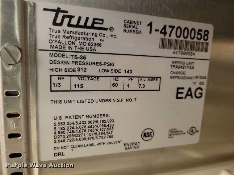 image for item NV9778 True TS-35 commercial refrigerator