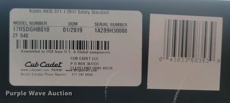 image for item NV9808 2019 Cub Cadet Z-Force S ZTR lawn mower