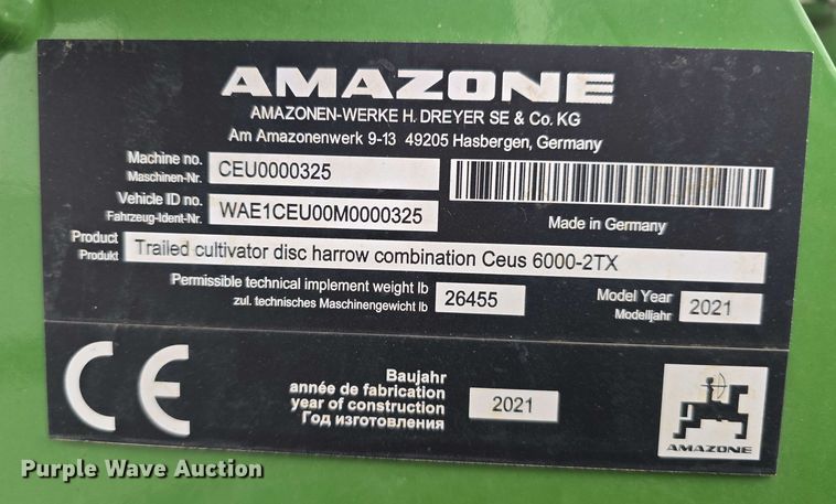 image for item DT6829 2021 Amazone Ceus 6000-2TX mulch finisher