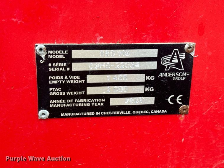 image for item DV4007 2023 Anderson 680HS bale wrapper