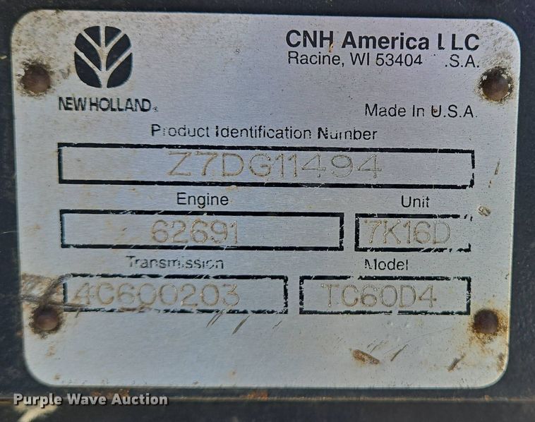 image for item EJ7512 2007 New Holland T2420 MFWD tractor