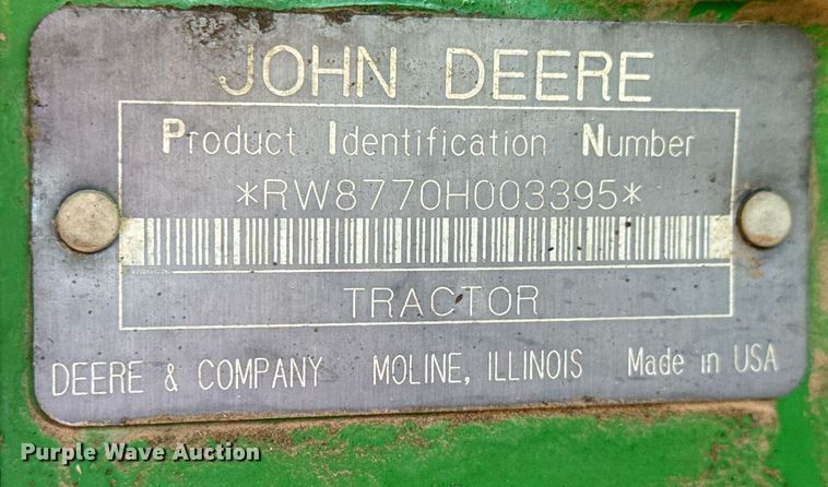 image for item EQ1434 1995 John Deere 8770 4WD tractor