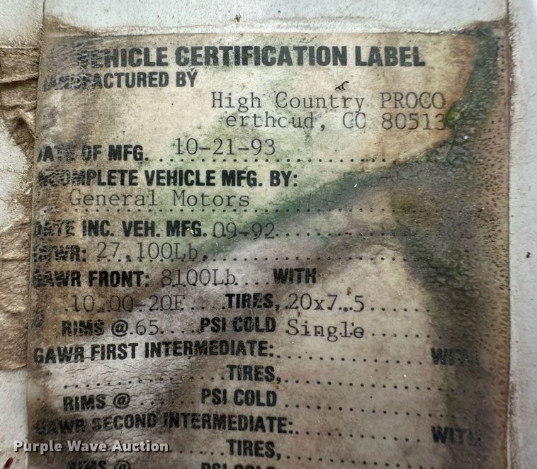 image for item EQ4665 1993 Chevrolet C7 TopKick grain truck