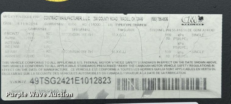 image for item ER1064 2014 CM Trailers CMS9340-24 livestock trailer