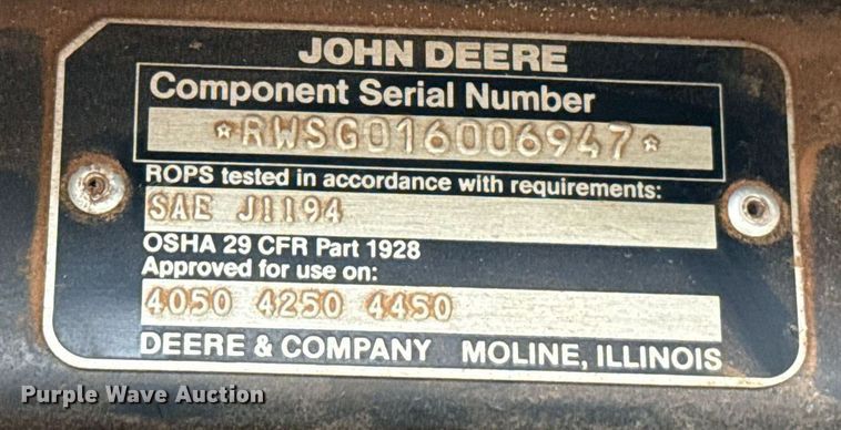 image for item ER1068 1983 John Deere 4450 MFWD tractor