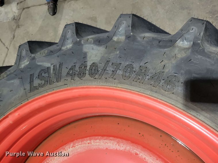 image for item NV9850 (4) Goodyear Optitrac 480/70R46 tires and wheels