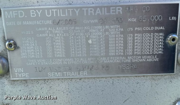 image for item DL7761 2006 Utility Trailer Manufacturer refrigerated van trailer