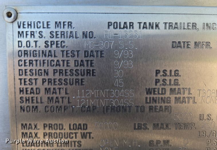 image for item DP6346 1994 Polar tank trailer