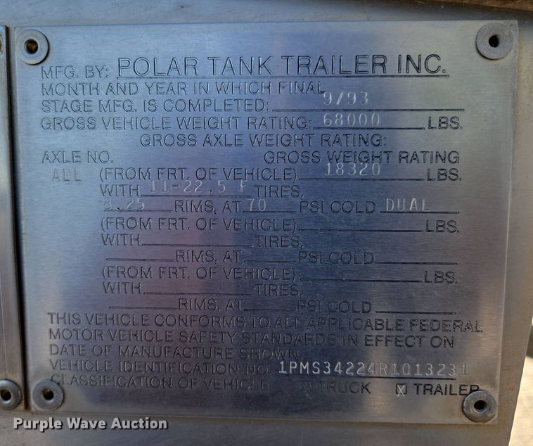 image for item DP6346 1994 Polar tank trailer