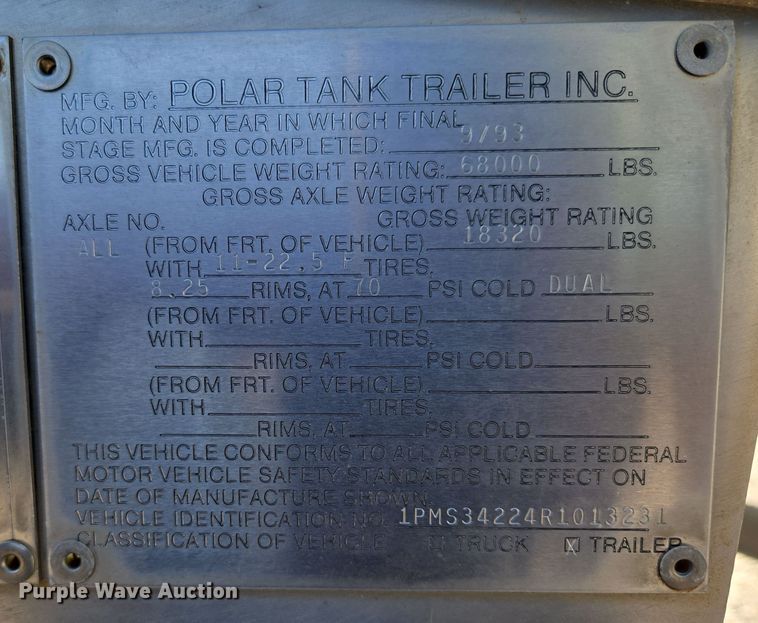 image for item DP6346 1994 Polar tank trailer