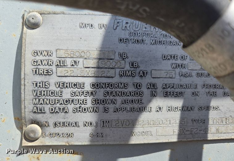 image for item DP6348 1986 Fruehauf FBX-F2-48 dry van trailer