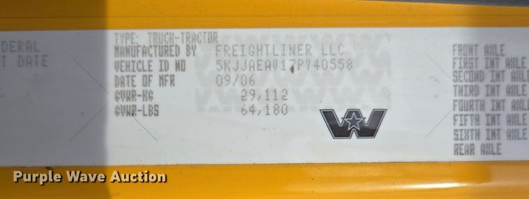 image for item DP6351 2007 Western Star 4900FA semi truck