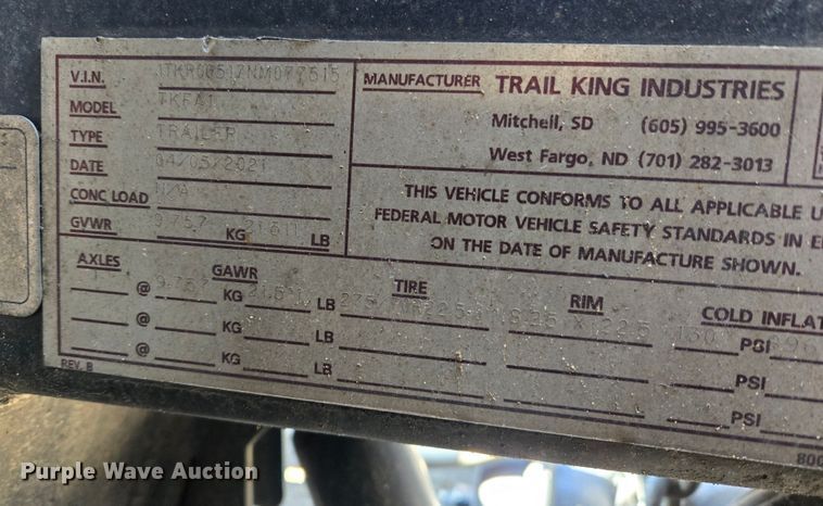 image for item DS3638 2022 Trail King TKFA1 flip axle