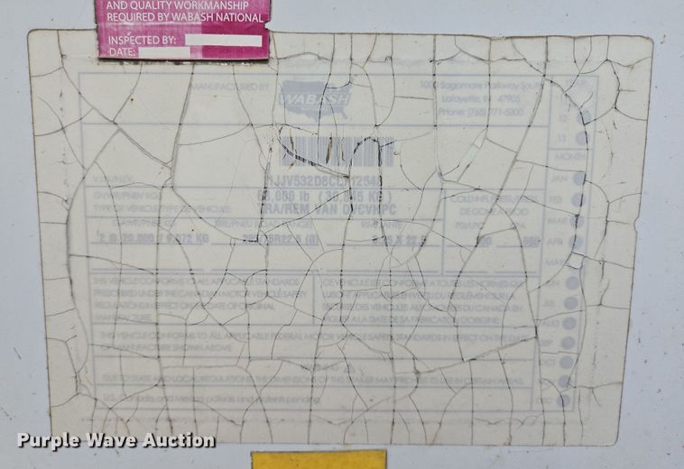 image for item DT4814 2012 Wabash dry van trailer