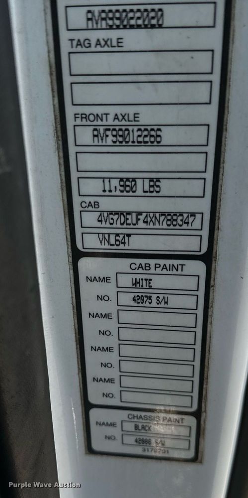 image for item DV1963 1999 Volvo VN semi truck