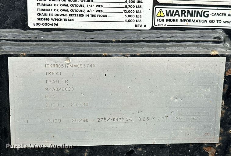 image for item DW5115 2021 Trail King TK110HDC lowboy equipment trailer