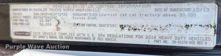 image for item EA2386 2014 Freightliner  Coronado  semi truck