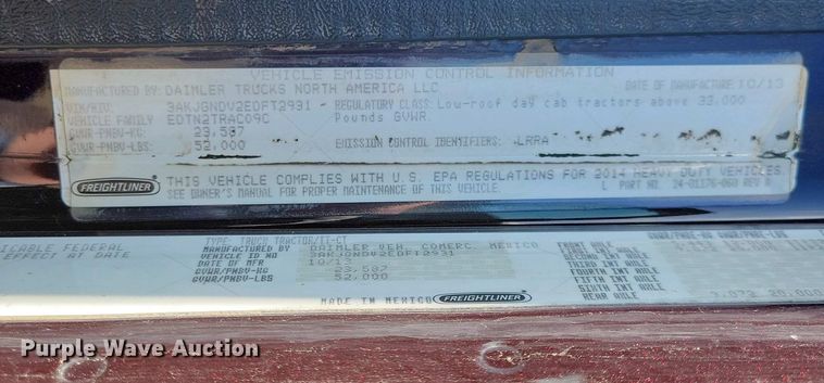 image for item EA2388 2014 Freightliner Coronado semi truck