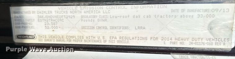 image for item EA2392 2014 Freightliner Coronado SD 122 semi truck