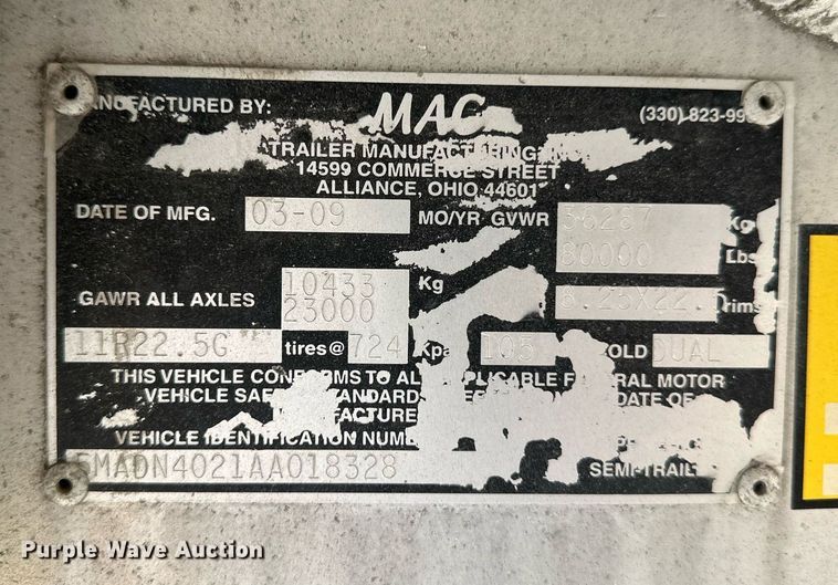 image for item EA2393 2010 Mac Trailer end dump trailer