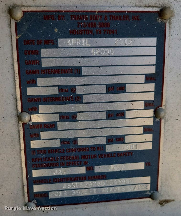 image for item EA2399 2013 Travis bottom dump trailer