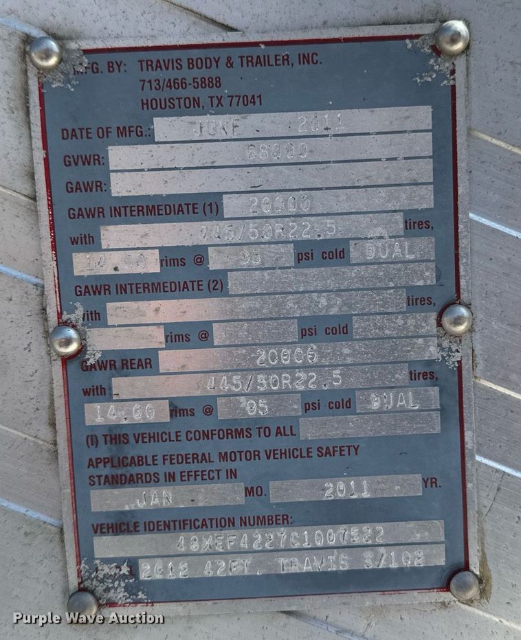 image for item EA2411 2011 Travis  bottom dump trailer