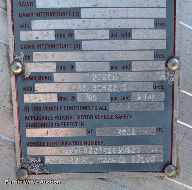 image for item EA2411 2011 Travis  bottom dump trailer