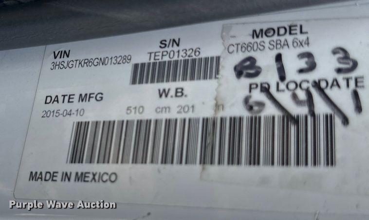 image for item EB2486 2016 Caterpillar CT660 semi truck