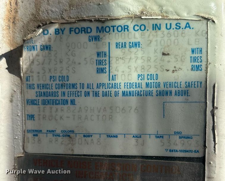 image for item EF3027 1987 Ford LN8000 semi truck