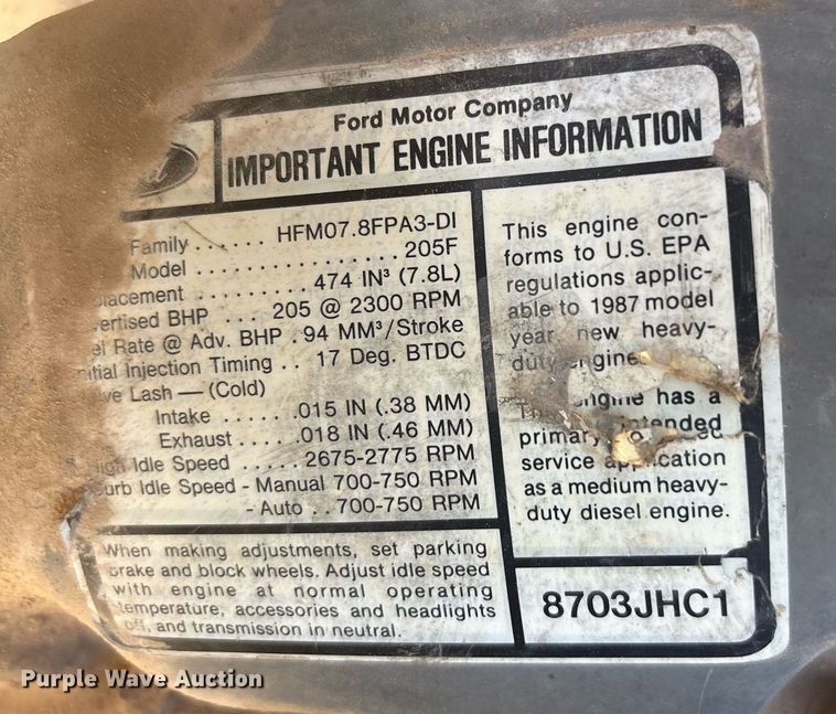 image for item EF3029 1987 Ford LN8000 semi truck